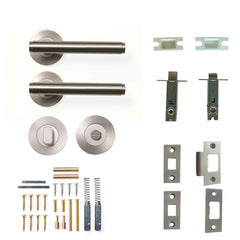 Momo Bellevue Plain Lever Tubular Latch Privacy Set - Dull Brushed N