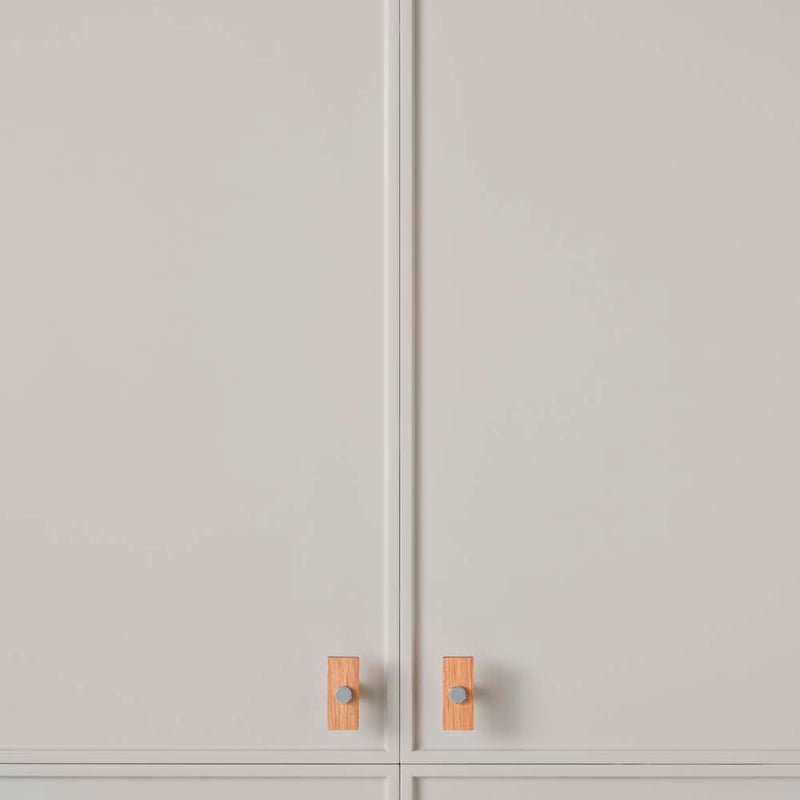Lenah 50mm T-Bar Handle Tasmanian Oak Face Caps Polished Chrome