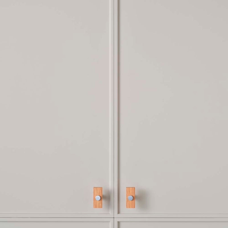 Lenah 50mm T-Bar Handle Tasmanian Oak Face Caps Satin Chrome