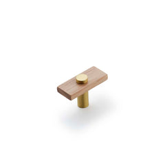 Lenah 50mm T-Bar Handle Tasmanian Oak Face Caps Brushed Gold