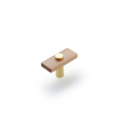 Lenah 50mm T-Bar Handle European Beech Face Caps Polished Gold