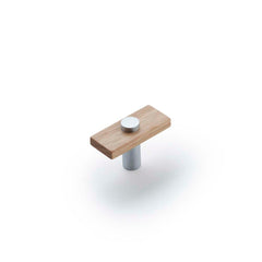 Lenah 50mm T-Bar Handle European Beech Face Caps Satin Chrome