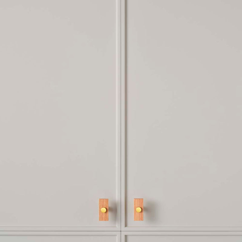 Lenah 50mm T-Bar Handle European Beech Face Caps Brushed Gold