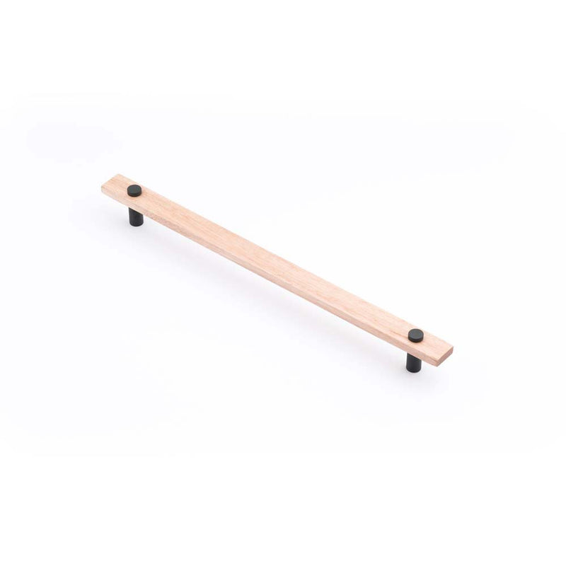 Lenah 288mm Cabinet Handle Tasmanian Oak Face Caps Matt Black