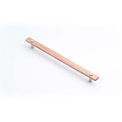 Lenah 288mm Cabinet Handle Tasmanian Oak Face Caps Polished Chrome