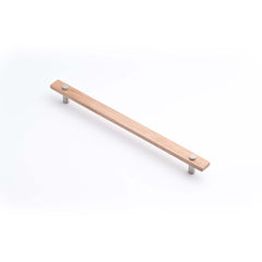 Lenah 288mm Cabinet Handle Tasmanian Oak Face Caps Satin Chrome