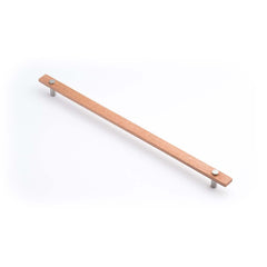 Lenah 416mm Cabinet Handle Tasmanian Oak Face Caps Satin Chrome