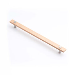 Lenah 288mm Cabinet Handle European Beech Face Caps Satin Chrome