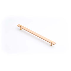 Lenah 288mm Cabinet Handle European Beech Face Caps Brushed Gold