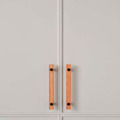 Lenah 160mm Cabinet Handle Tasmanian Oak Face Caps Matt Black