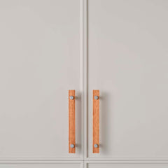 Lenah 160mm Cabinet Handle Tasmanian Oak Face Caps Polished Chrome