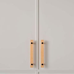 Lenah 160mm Cabinet Handle European Beech Face Caps Matt Black