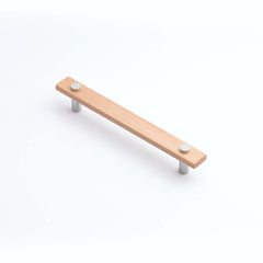 Lenah 160mm Cabinet Handle European Beech Face Caps Polished Chrome