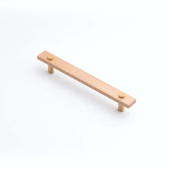 Lenah 160mm Cabinet Handle European Beech Face Caps Brushed Gold