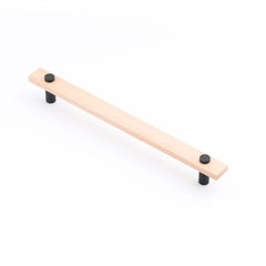 Lenah 224mm Cabinet Handle European Beech Face Caps Matt Black