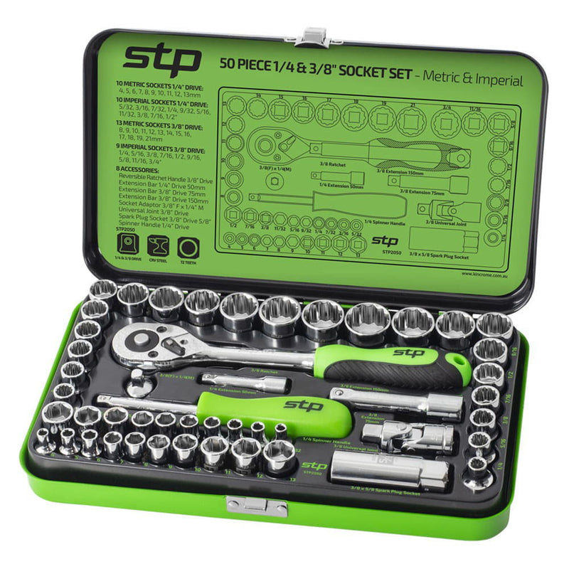 Socket Set 50p 1/4 & 3/8 Drv