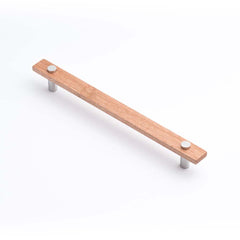 Lenah 224mm Cabinet Handle Tasmanian Oak Face Caps Polished Chrome