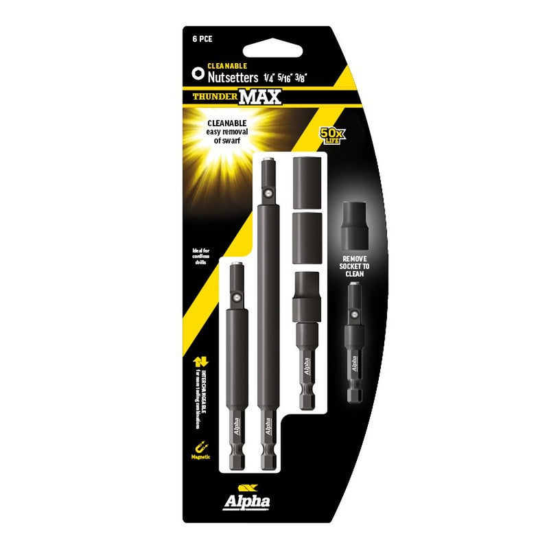 Nutsetter Kit Cleanable 1/4, 5/16, 3/8 6 Piece