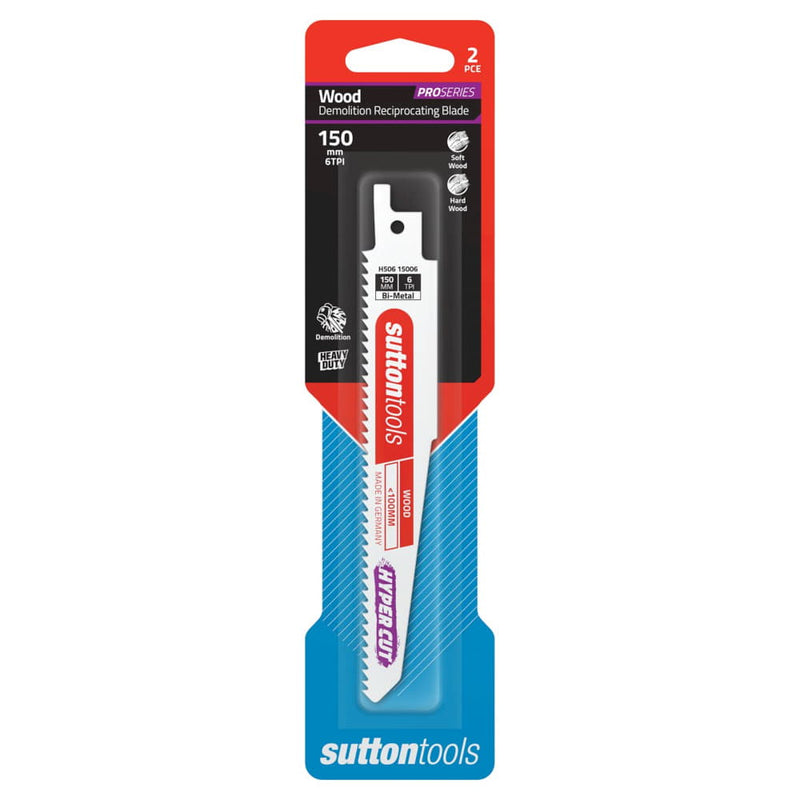 Recip Blade 150x22mm 6TPI 2pk Sutton