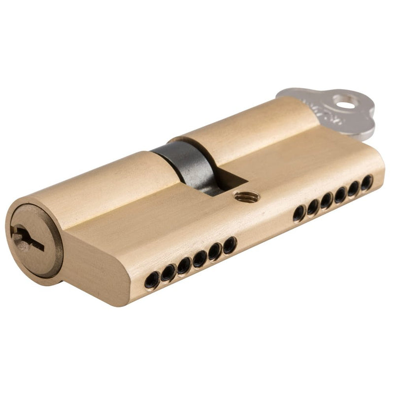 ** N/A - Limited Stock** Euro Cylinder Key Key 6 Pin Satin Brass 70mm