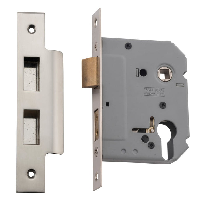 Mortice Lock Euro Satin Nickel CTC47.5mm Backset 57mm