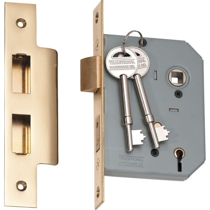 Mortice Lock 5 Lever Polished Brass CTC57mm Backset 57mm