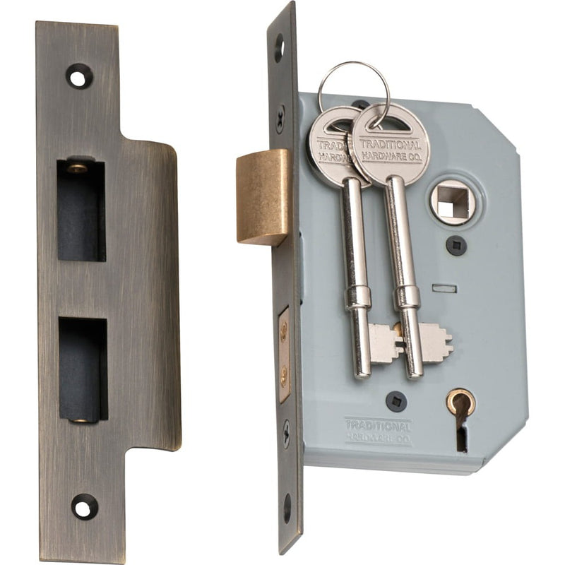 Mortice Lock 5 Lever Antique Brass CTC57mm Backset 46mm