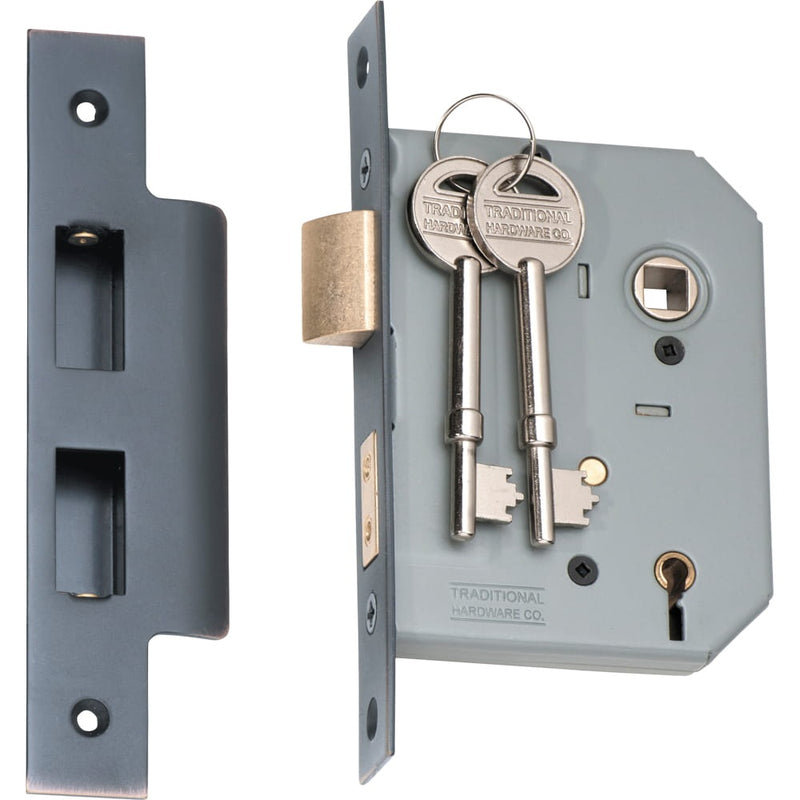 Mortice Lock 5 Lever Antique Copper CTC57mm Backset 57mm