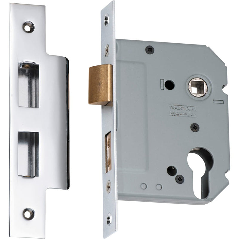 Mortice Lock Euro Chrome Plated CTC47.5mm Backset 57mm