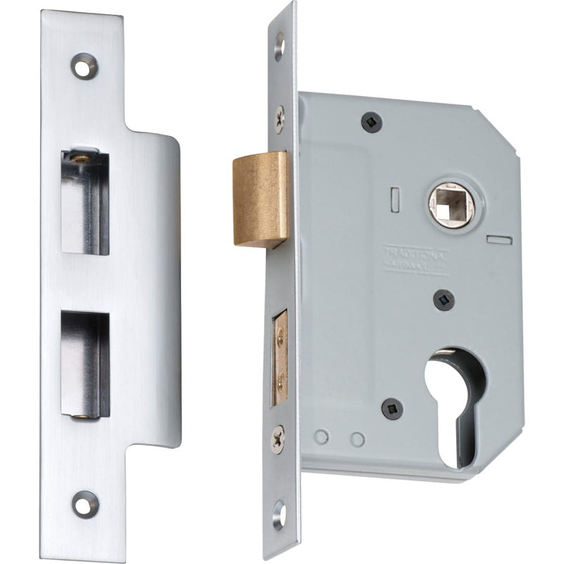 Mortice Lock Euro Satin Chrome CTC47.5mm Backset 46mm