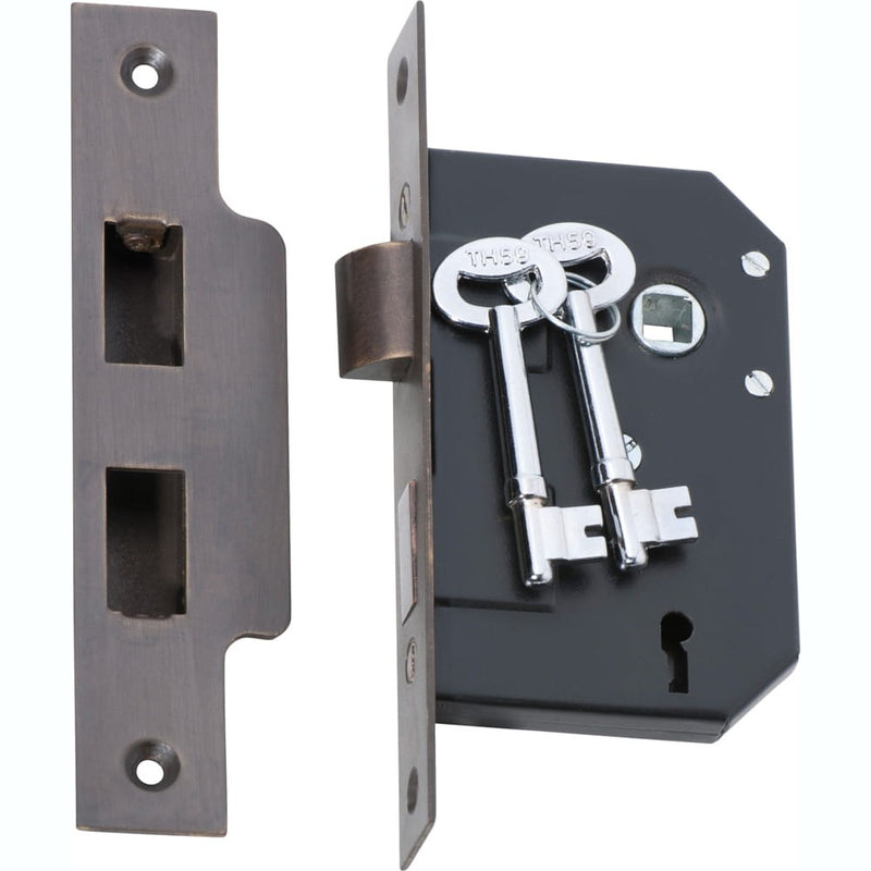 Mortice Lock 3 Lever Antique Brass CTC57mm Backset 44mm