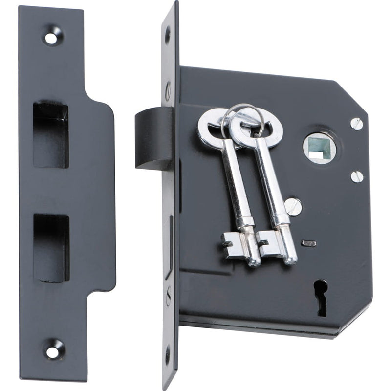 Mortice Lock 3 Lever Matt Black CTC57mm Backset 57mm