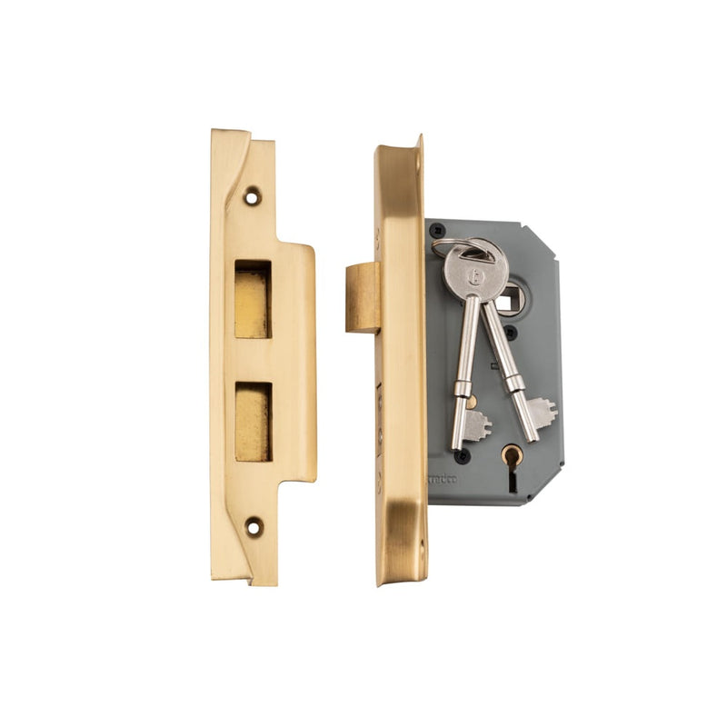 Mortice Lock 5 Lever Rebated Satin Brass CTC57mm Backset 46mm