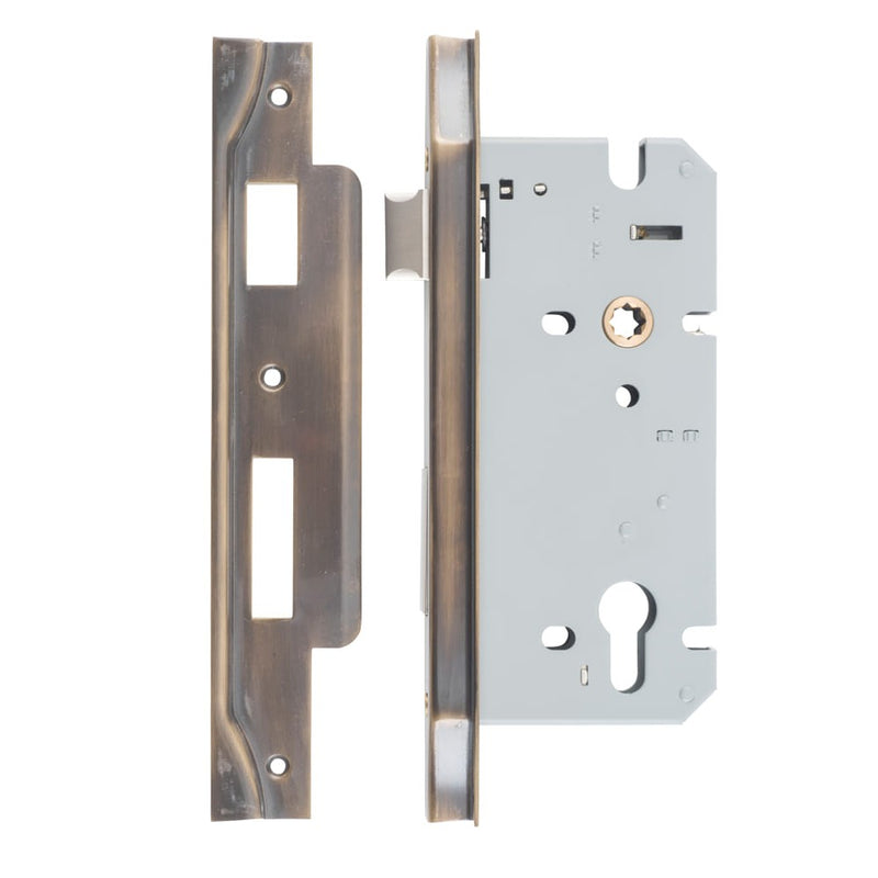 Mortice Lock Euro Rebated Signature Brass CTC85mm Backset 60mm