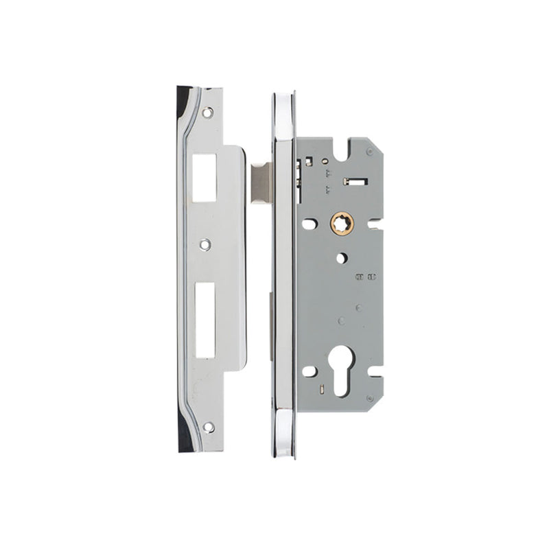 Mortice Lock Euro Rebated Polished Chrome CTC85mm Backset 45mm