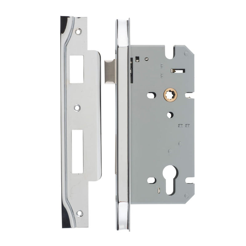 Mortice Lock Euro Rebated Polished Chrome CTC85mm Backset 60mm
