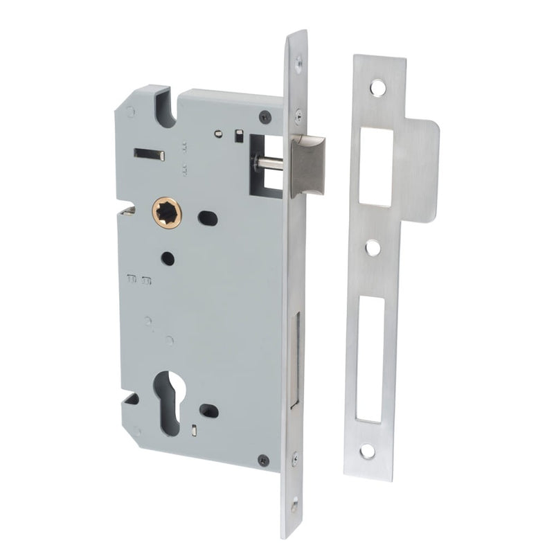 Mortice Lock Euro Brushed Chrome CTC85mm Backset 60mm