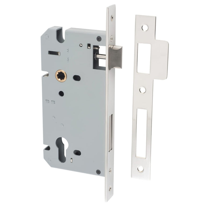 Mortice Lock Euro Polished Nickel CTC85mm Backset 60mm