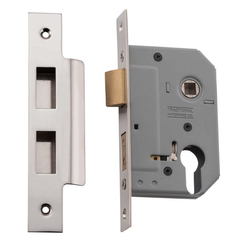 Mortice Lock Euro Polished Nickel CTC47.5mm Backset 46mm