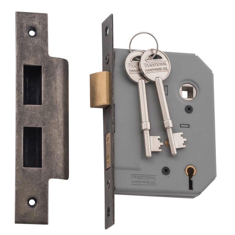Mortice Lock 5 Lever Rumbled Nickel CTC57mm Backset 57mm
