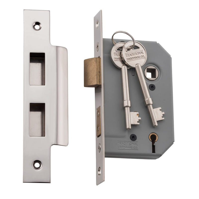 Mortice Lock 5 Lever Polished Nickel CTC57mm Backset 46mm