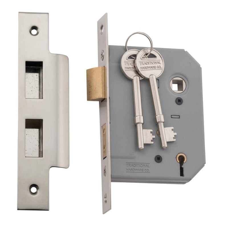 Mortice Lock 5 Lever Satin Nickel CTC57mm Backset 57mm