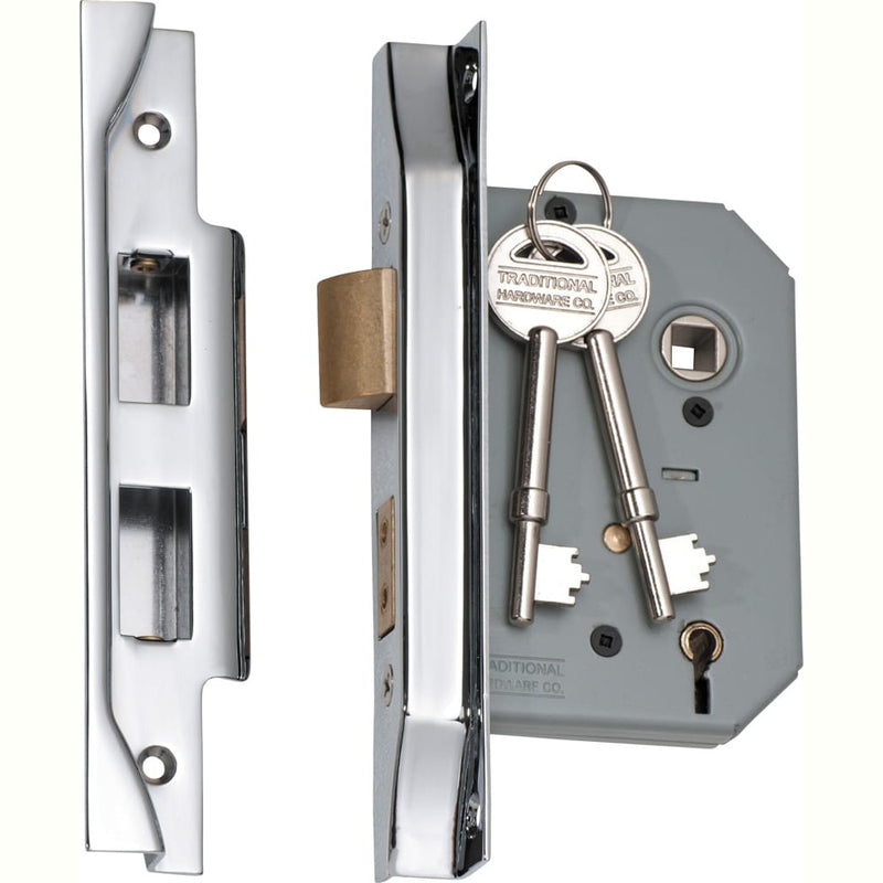 Mortice Lock 5 Lever Rebated Chrome Plated CTC57mm Backset 57mm