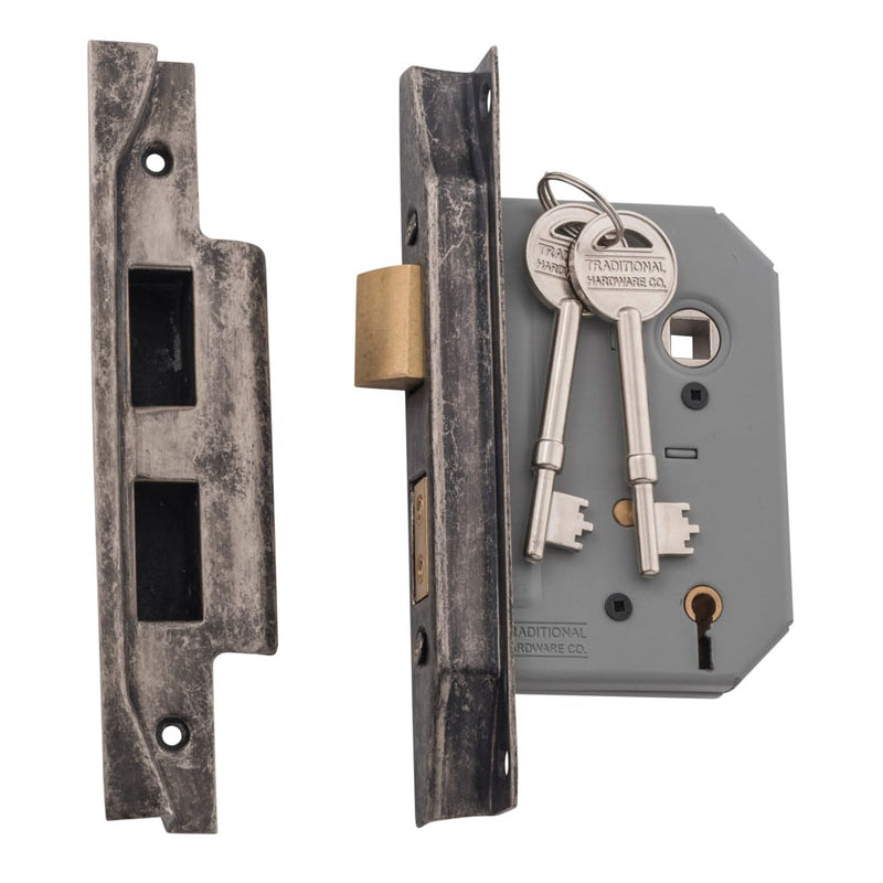 Mortice Lock 5 Lever Rebated Rumbled Nickel CTC57mm Backset 57mm