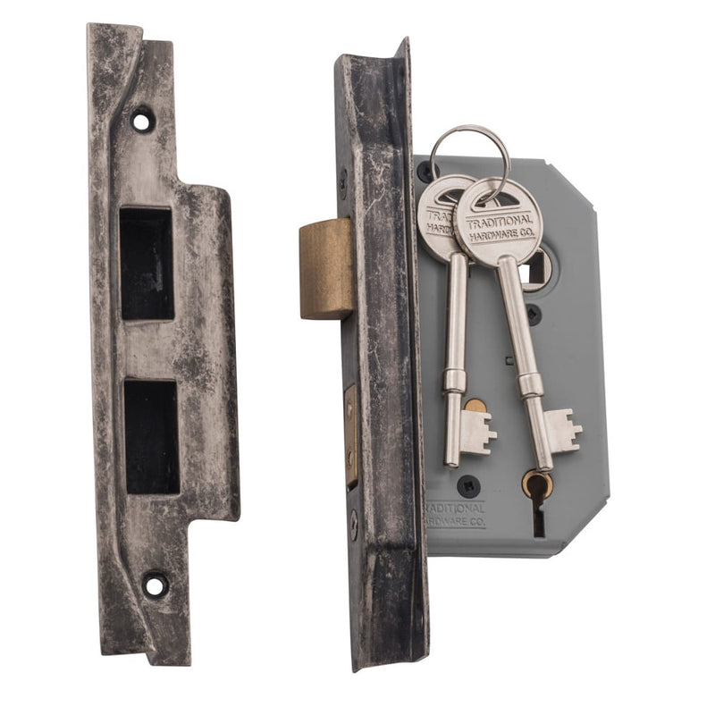 Mortice Lock 5 Lever Rebated Rumbled Nickel CTC57mm Backset 46mm