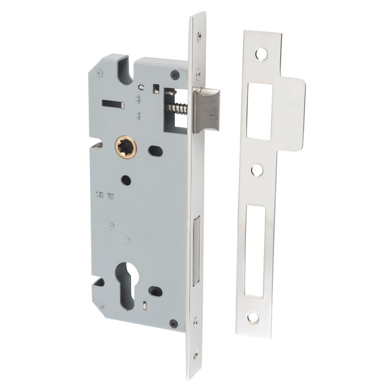 Mortice Lock Euro Polished Nickel CTC85mm Backset 45mm