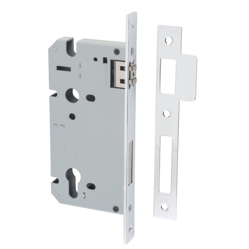 Mortice Lock Roller Euro Polished Chrome CTC85mm Backset 60mm