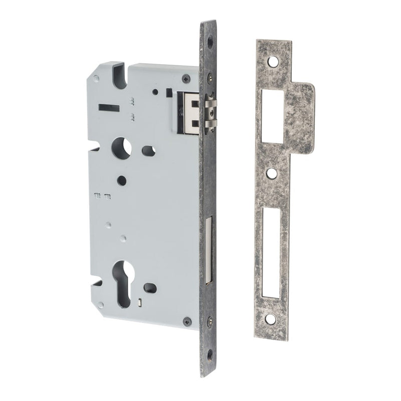 Mortice Lock Roller Euro Distressed Nickel CTC85mm Backset 60mm