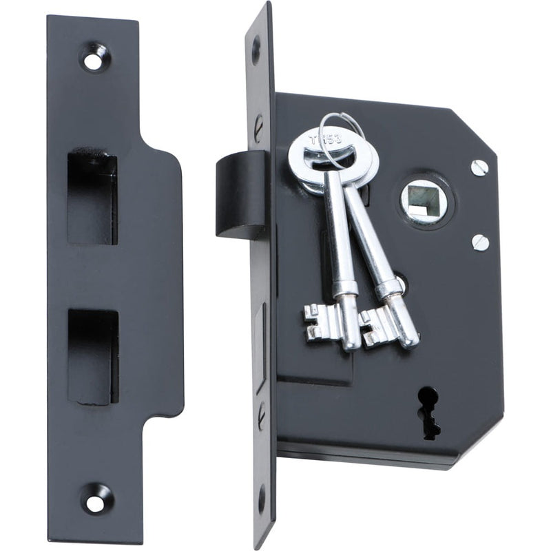 Mortice Lock 3 Lever Matt Black CTC57mm Backset 44mm