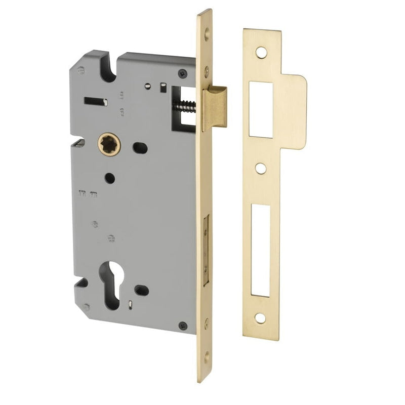 Mortice Lock Euro Brushed Gold PVD CTC85mm Backset 60mm